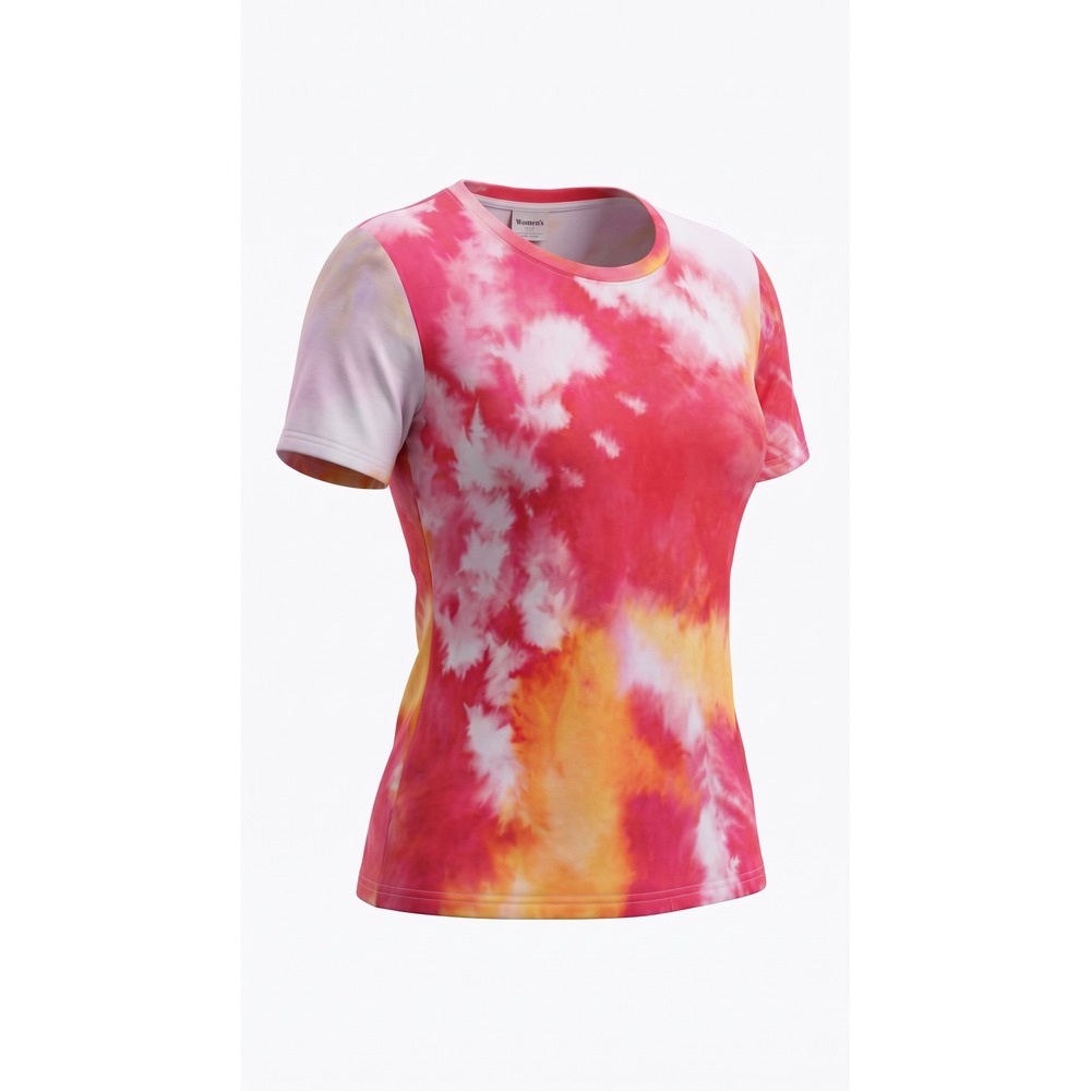 SHEIN Curve Womens 2XL Pink Orange Tie Dye Short Sleeve Crew Neck Tee